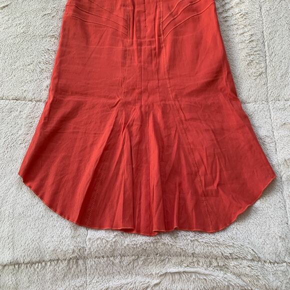 Vintage 90s Bebe women's salmon pink linen blend trumpet knee length skirt US 0 - Picture 6 of 10